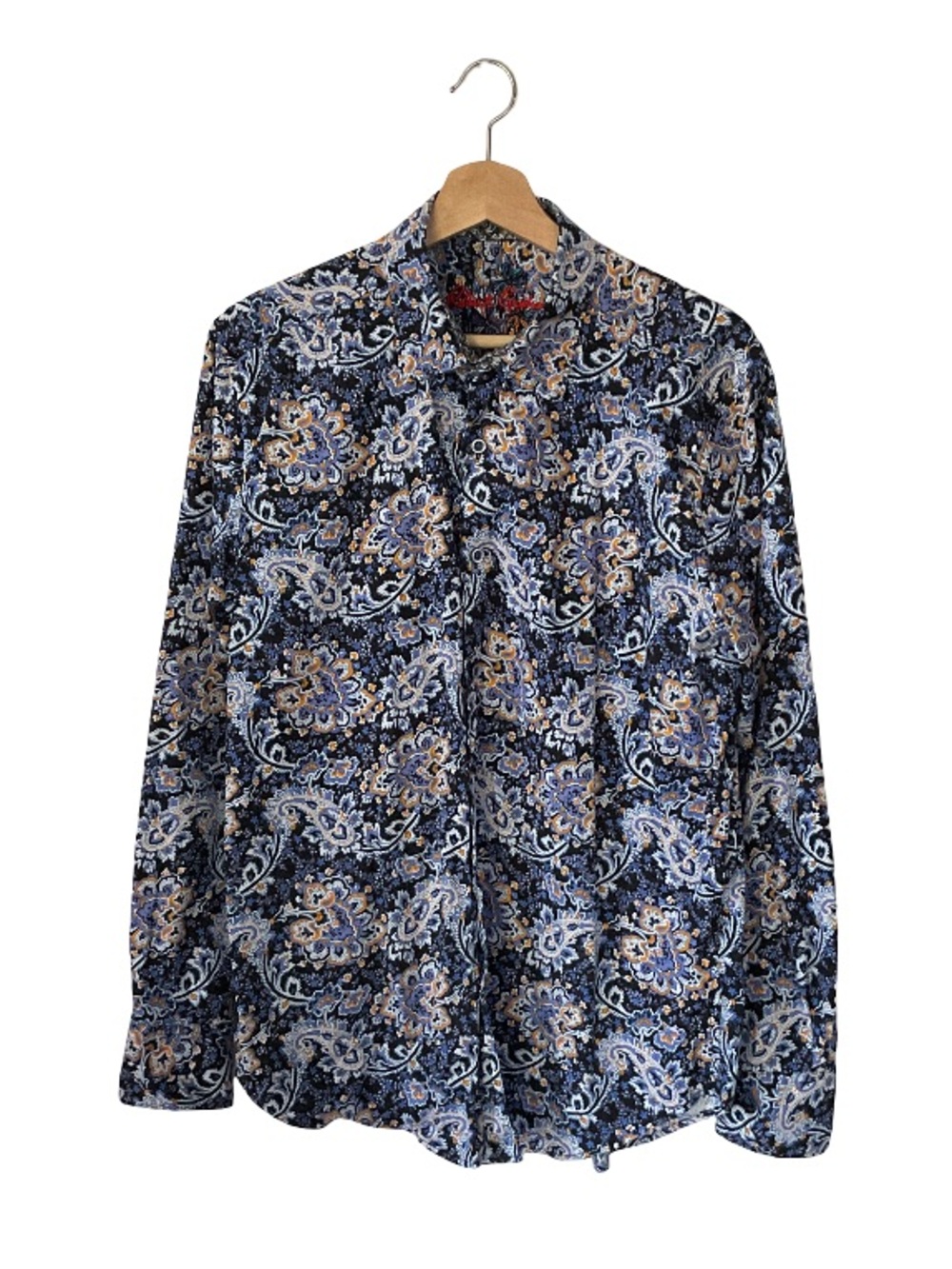Robert Graham Payette Paisley Navy Button-Down Shirt, size L